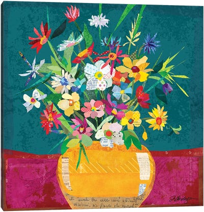 Collage Flower Pot Still Life Canvas Art Print