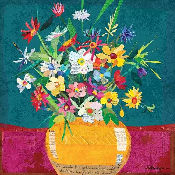 Traci Anderson: Collage Flower Pot Still Life by Traci Anderson
