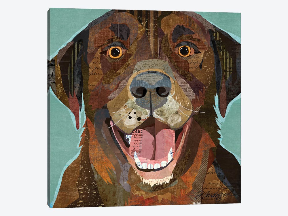 Grinning Chocolate Lab by Traci Anderson 1-piece Art Print