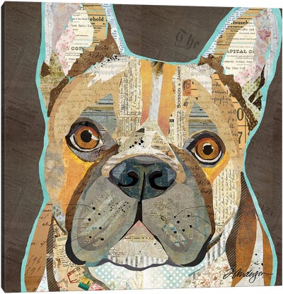 Collage French Bulldog Canvas Art Print - French Bulldog Art