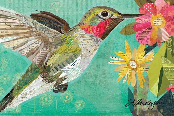 Hummingbirds: Mom's Hummingbird Collaged by Traci Anderson