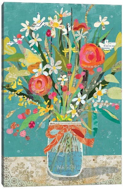 Mason Jar Wildflowers Canvas Art Print - Traci Anderson