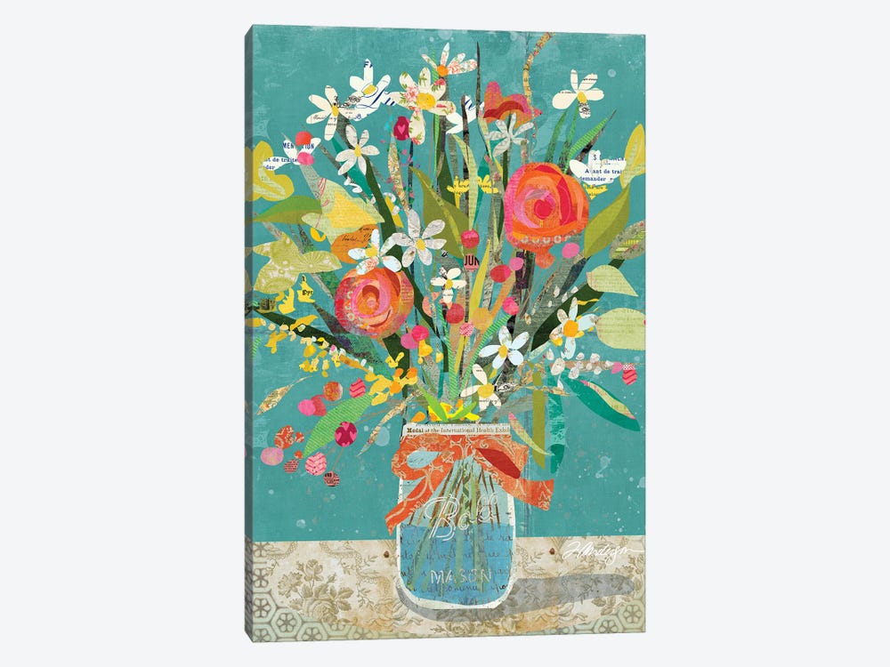 Mason Jar Wildflowers by Traci Anderson 1-piece Canvas Wall Art