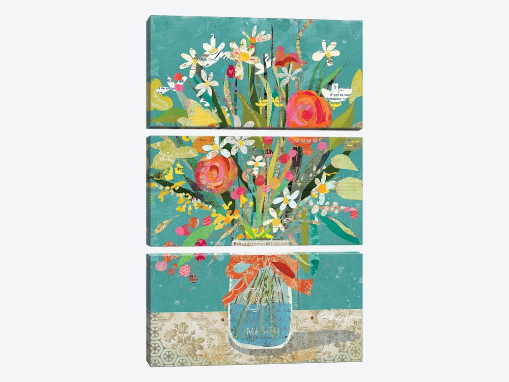 Mason Jar Wildflowers by Traci Anderson 3-piece Canvas Artwork