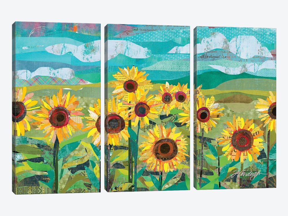 Sunflowers At Dusk by Traci Anderson 3-piece Canvas Art Print