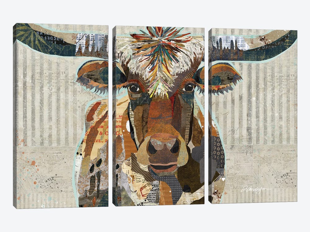 Speckled Texas Longhorn by Traci Anderson 3-piece Canvas Art Print