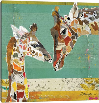 Giraffe and Calf Canvas Art Print - Traci Anderson