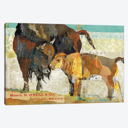 Bison and Baby Canvas Print #TRA211} by Traci Anderson Canvas Wall Art