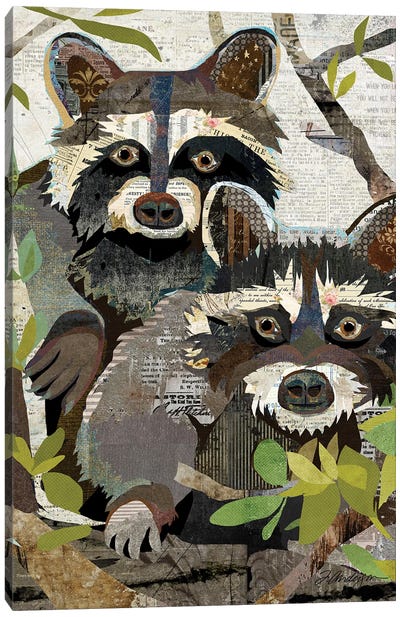 Raccoons Canvas Art Print - Lakehouse Décor
