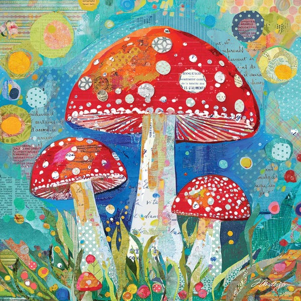 Traci Anderson: Whimsical Red Capped Mushrooms by Traci Anderson