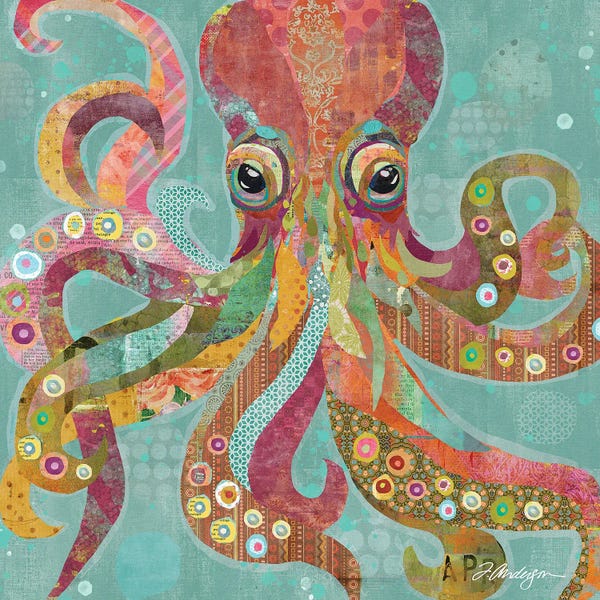 Octopi: Happy Mixed Media Octopus by Traci Anderson