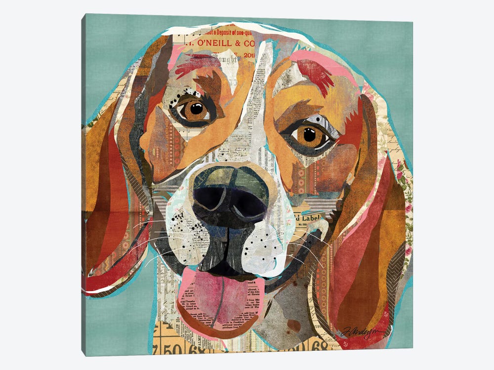 Cheerful Collage Beagle 1-piece Canvas Art