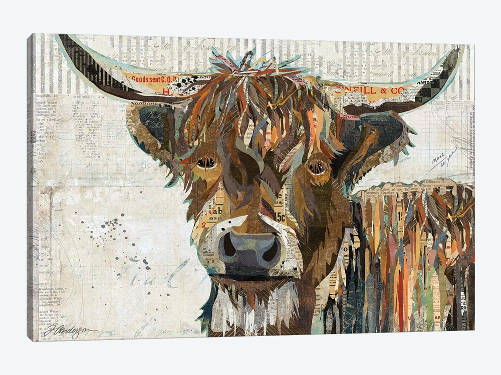 Colorful Highland Cow by Traci Anderson 1-piece Canvas Artwork