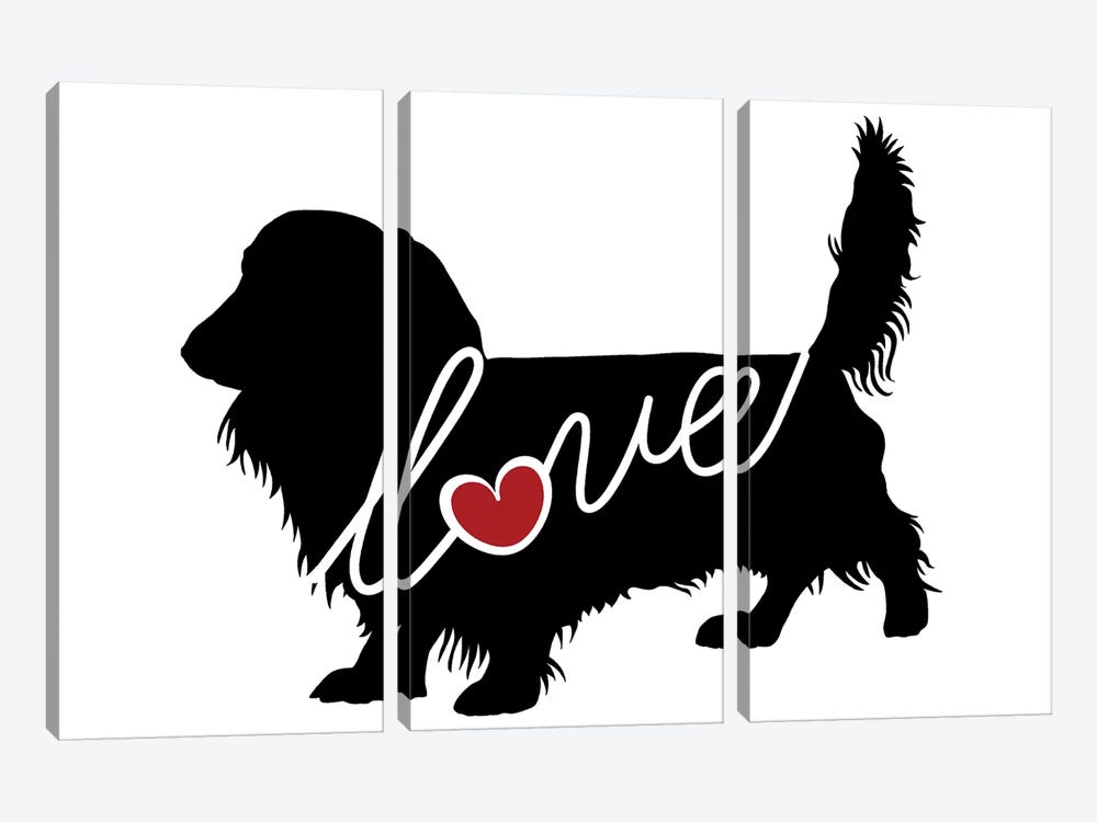 Long Haired Dachshund II by Traci Anderson 3-piece Canvas Wall Art