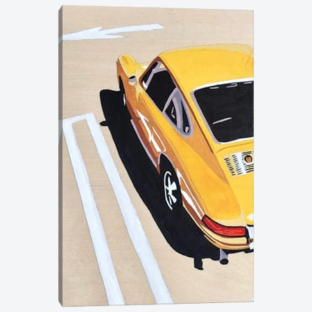 Yellow Porsche Canvas Print #TRB1} by Tara Barr Art Print
