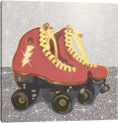 Red Roller Skates Canvas Art Print - Rollerblading & Roller Skating
