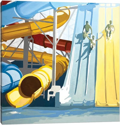 Waterslides Canvas Art Print - Amusement Park Art