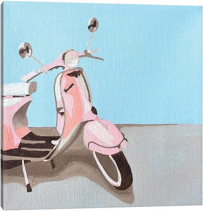 Pink Vespa Canvas Art Print - Scooters