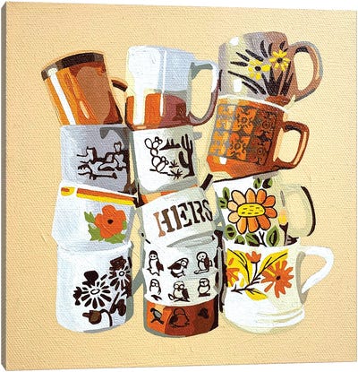 Mug Stack Canvas Art Print - Simple Pleasures
