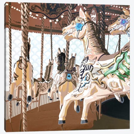 Carousel Horses Canvas Print #TRB63} by Tara Barr Canvas Art Print