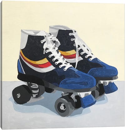 Blue Roller Skates Canvas Art Print - Rollerblading & Roller Skating