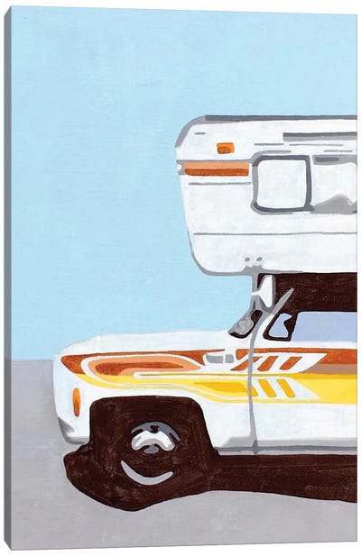 Truck Camper Canvas Art Print - Camping Art