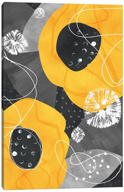 Juno Canvas Art Print - Gray & Yellow Art
