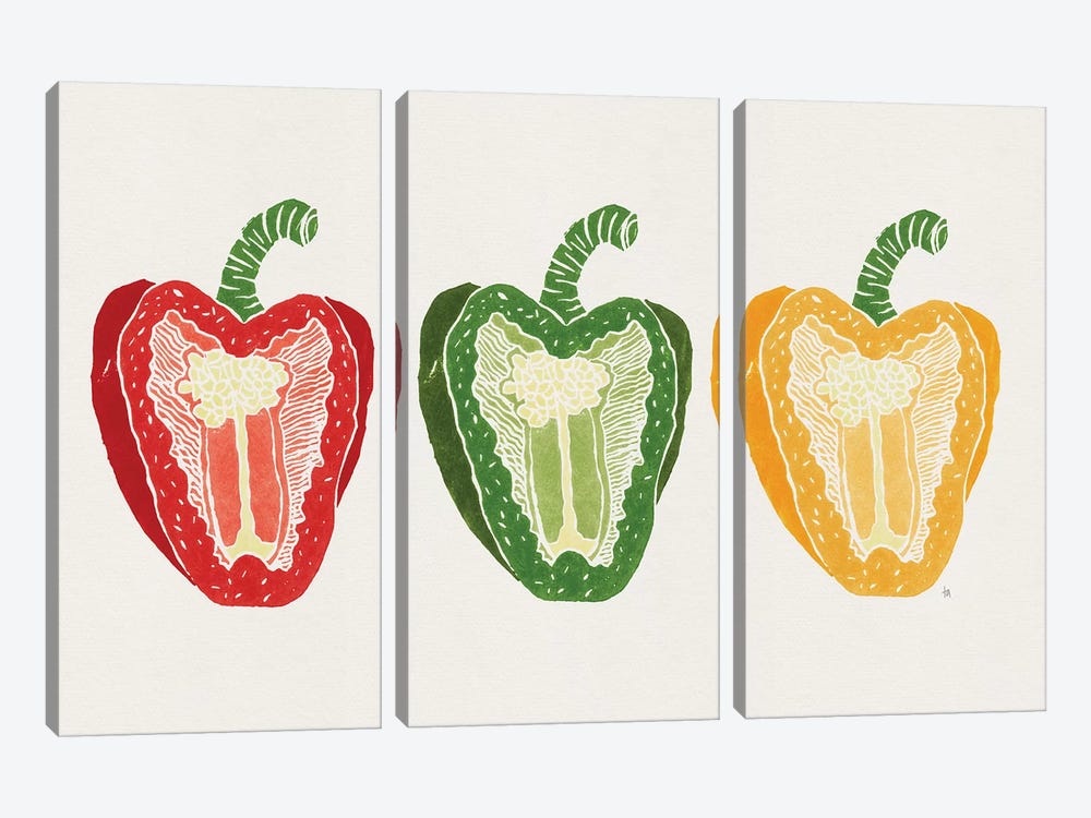 Mixed Peppers by Tracie Andrews 3-piece Canvas Wall Art