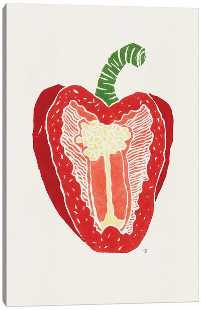 Red Pepper Canvas Art Print - Minimalist Kitchen Art
