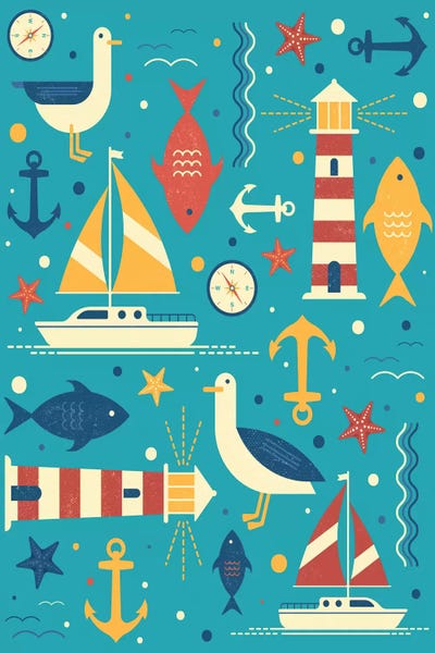 All At Sea by Tracie Andrews framed canvas print