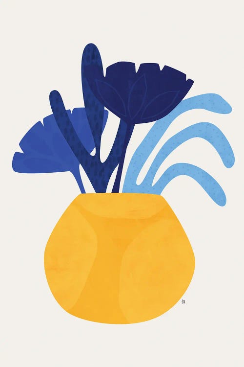 Blue Plant Yellow Pot by Tracie Andrews wall art