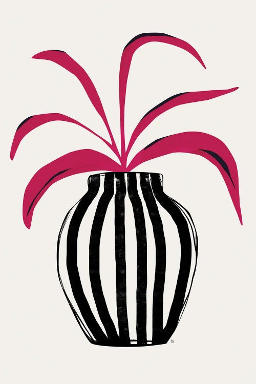 Pink Plant Striped Pot