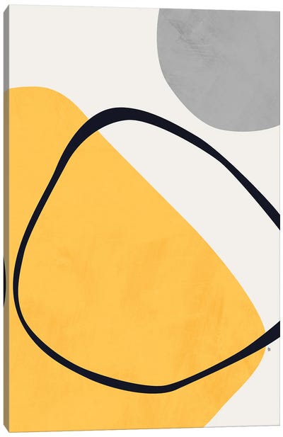 Mika Canvas Art Print - Black, White & Yellow Art