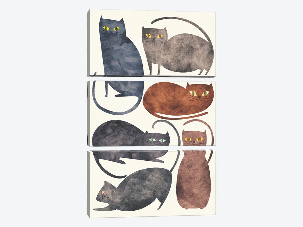 Cats by Tracie Andrews 3-piece Canvas Print