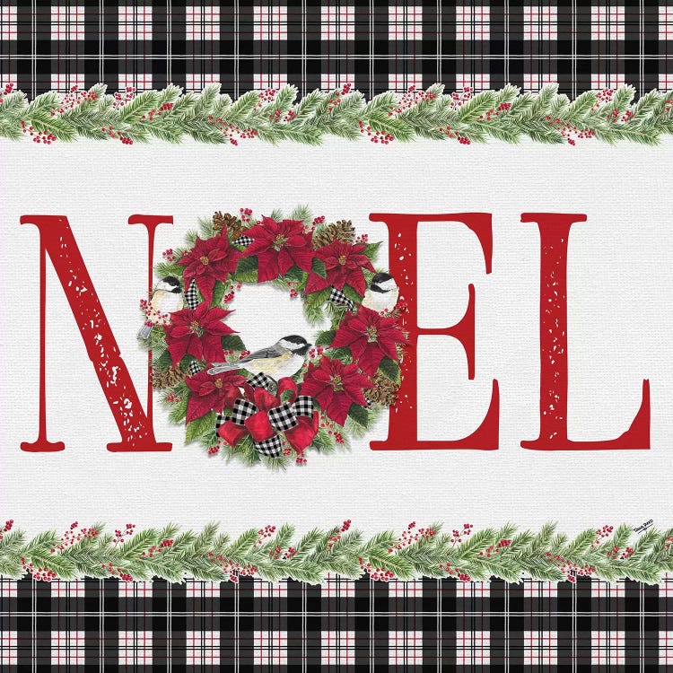 Chickadee Christmas Red III - Noel by Tara Reed wall art