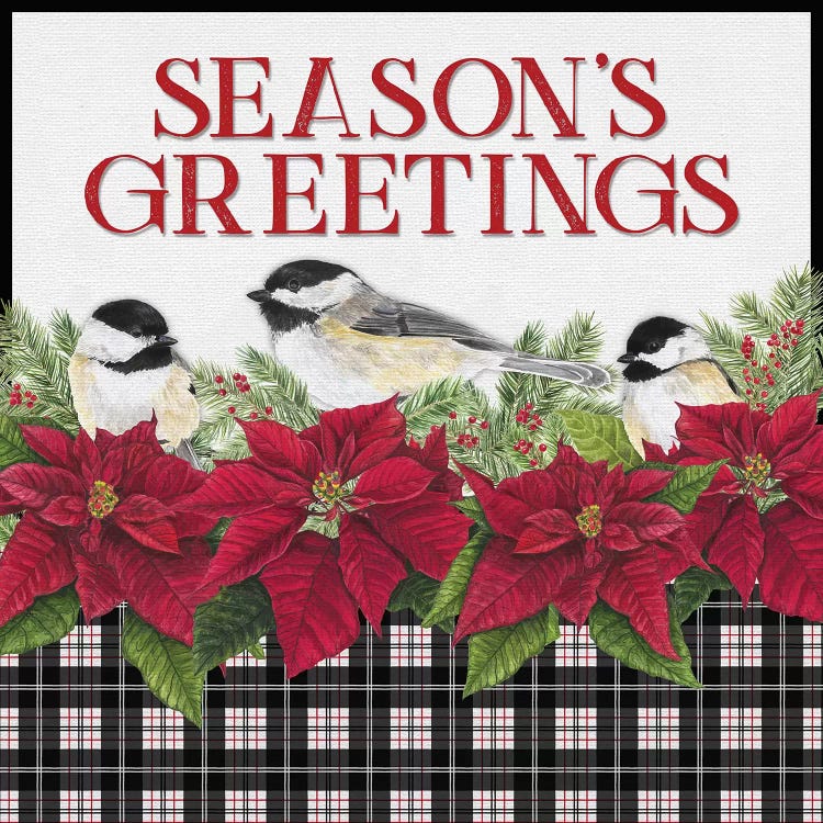 Chickadee Christmas Red IV - Seasons Greetings