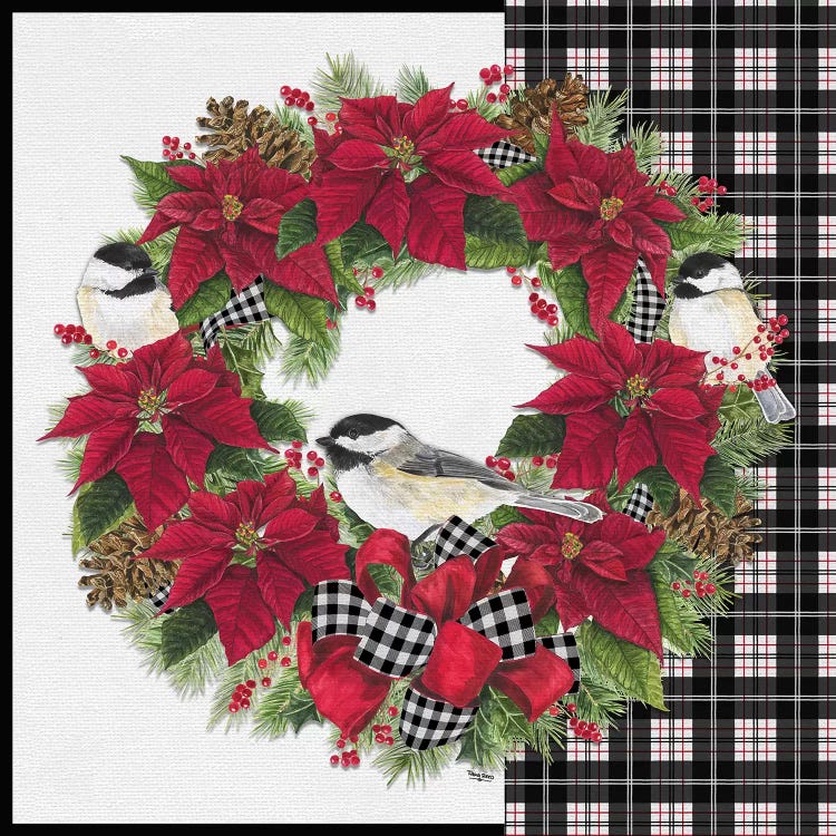 Chickadee Christmas Red V - Wreath