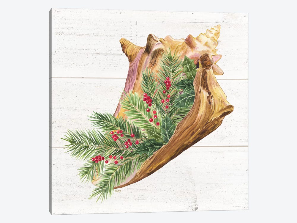 Christmas By The Sea Conch by Tara Reed 1-piece Canvas Art Print