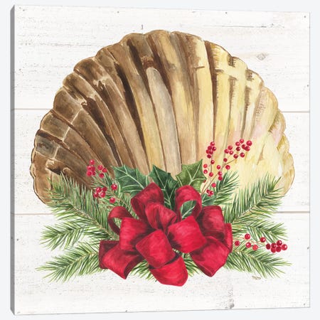 Christmas By The Sea Scallop Canvas Print #TRE108} by Tara Reed Canvas Print