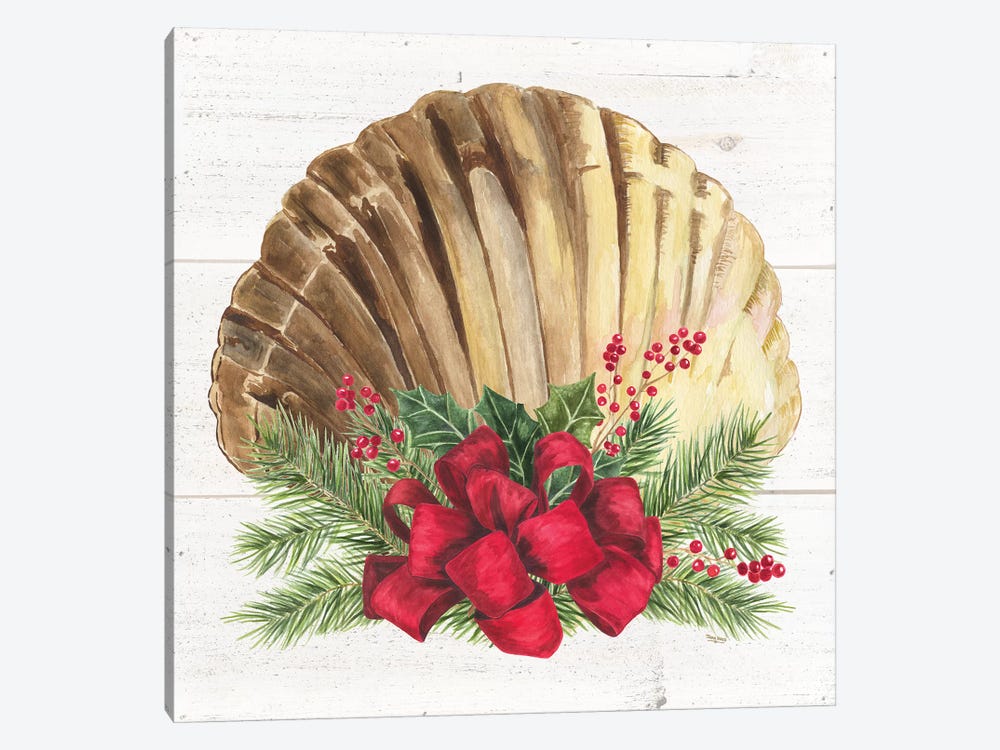 Christmas By The Sea Scallop by Tara Reed 1-piece Canvas Art Print
