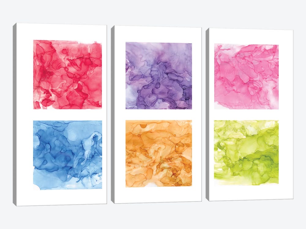 Bright Mineral Abstracts 6up by Tara Reed 3-piece Canvas Art Print