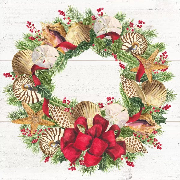 Coastal Christmas: Christmas By The Sea Wreath square by Tara Reed