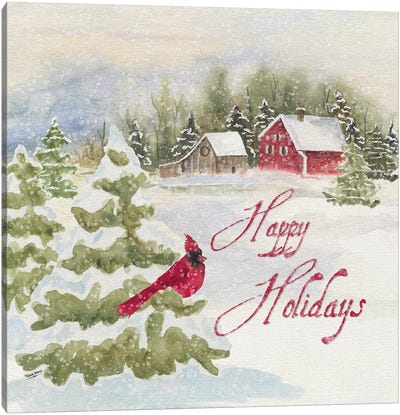 Christmas In The Country I Happy Holidays Canvas Art Print - Farmhouse Christmas Décor