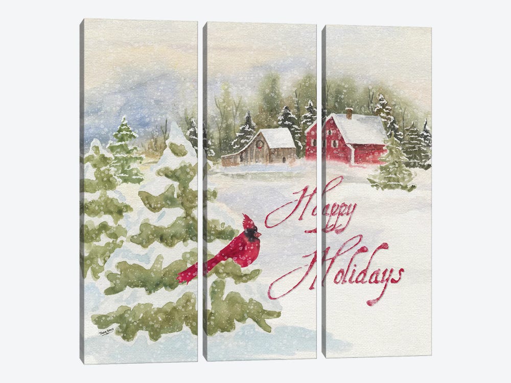 Christmas In The Country I Happy Holidays by Tara Reed 3-piece Canvas Art Print