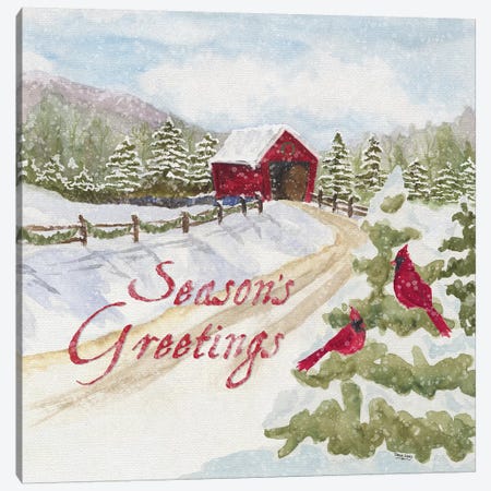 Christmas In The Country II Seasons Greetings Canvas Print #TRE112} by Tara Reed Canvas Wall Art