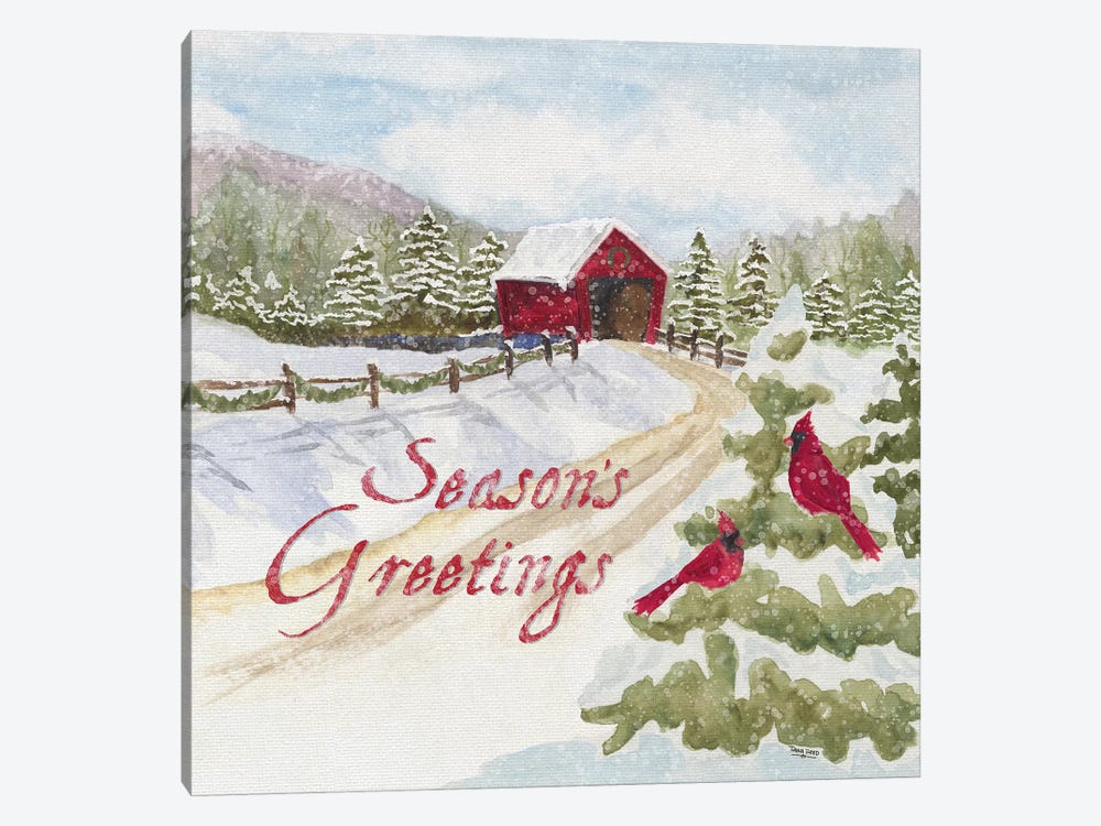 Christmas In The Country II Seasons Greetings by Tara Reed 1-piece Canvas Artwork