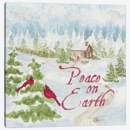 Christmas In The Country III Peace on Earth Canvas Print #TRE113} by Tara Reed Canvas Artwork