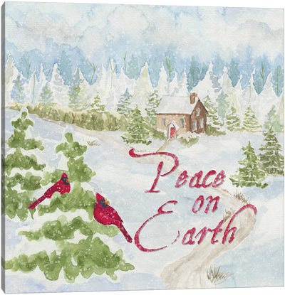 Christmas In The Country III Peace on Earth Canvas Art Print - Cardinal Art