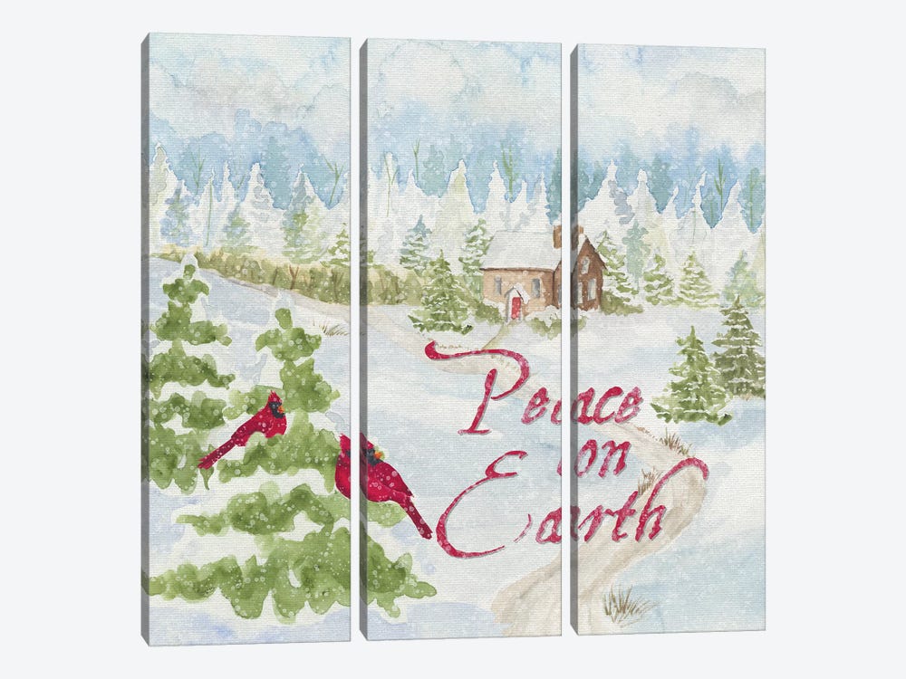 Christmas In The Country III Peace on Earth by Tara Reed 3-piece Canvas Art Print