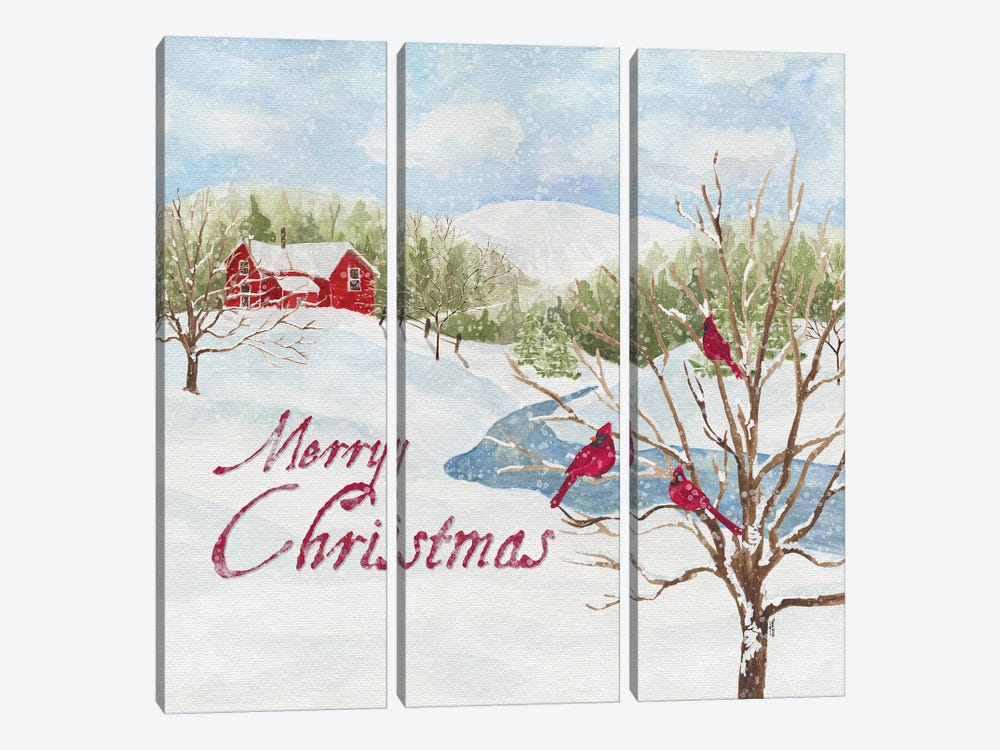 Christmas In The Country IV Merry Christmas by Tara Reed 3-piece Canvas Art